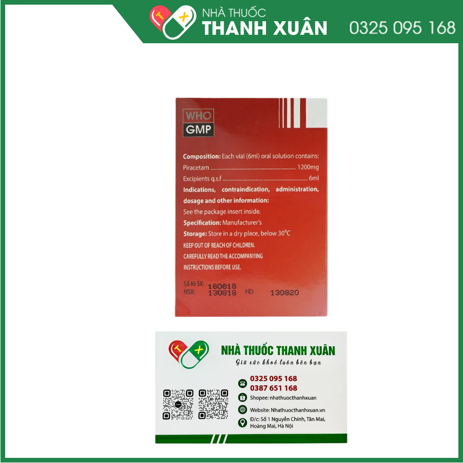 Stasamin 1200mg/6ml điều trị triệu chứng chóng mặt, suy giảm trí nhớ